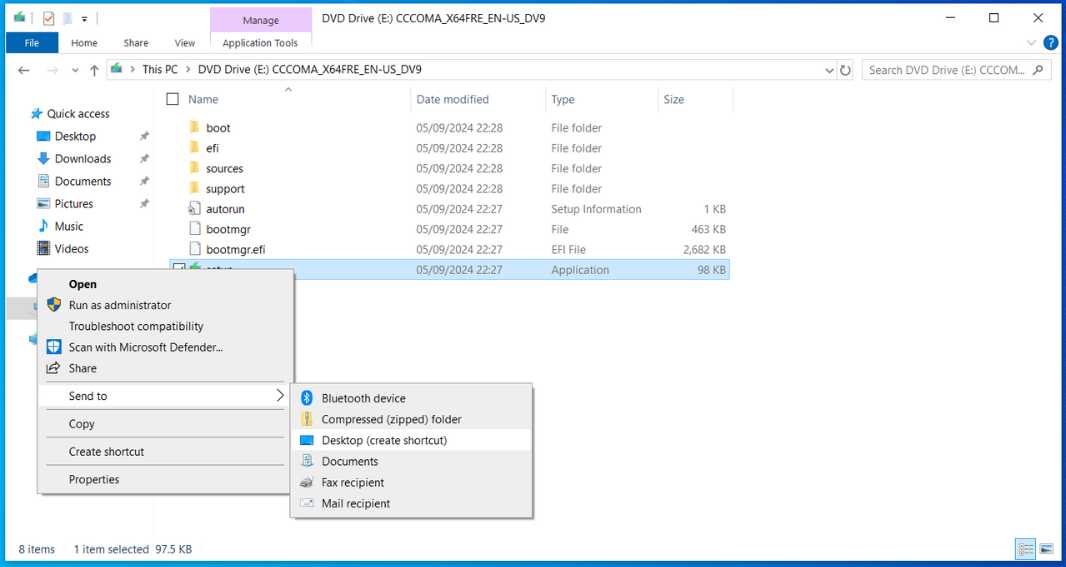 Create desktop shortcut for Windows 11 setup