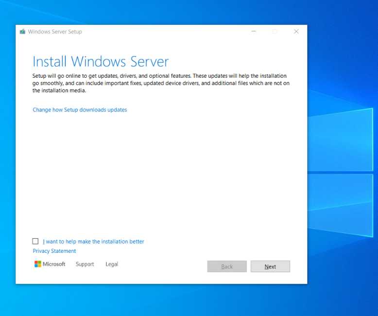 Windows Server Setup screen shown during bypass