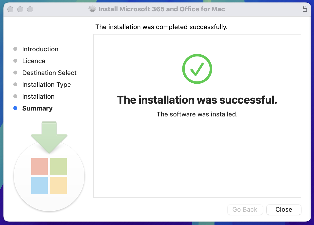 installation successful office mac