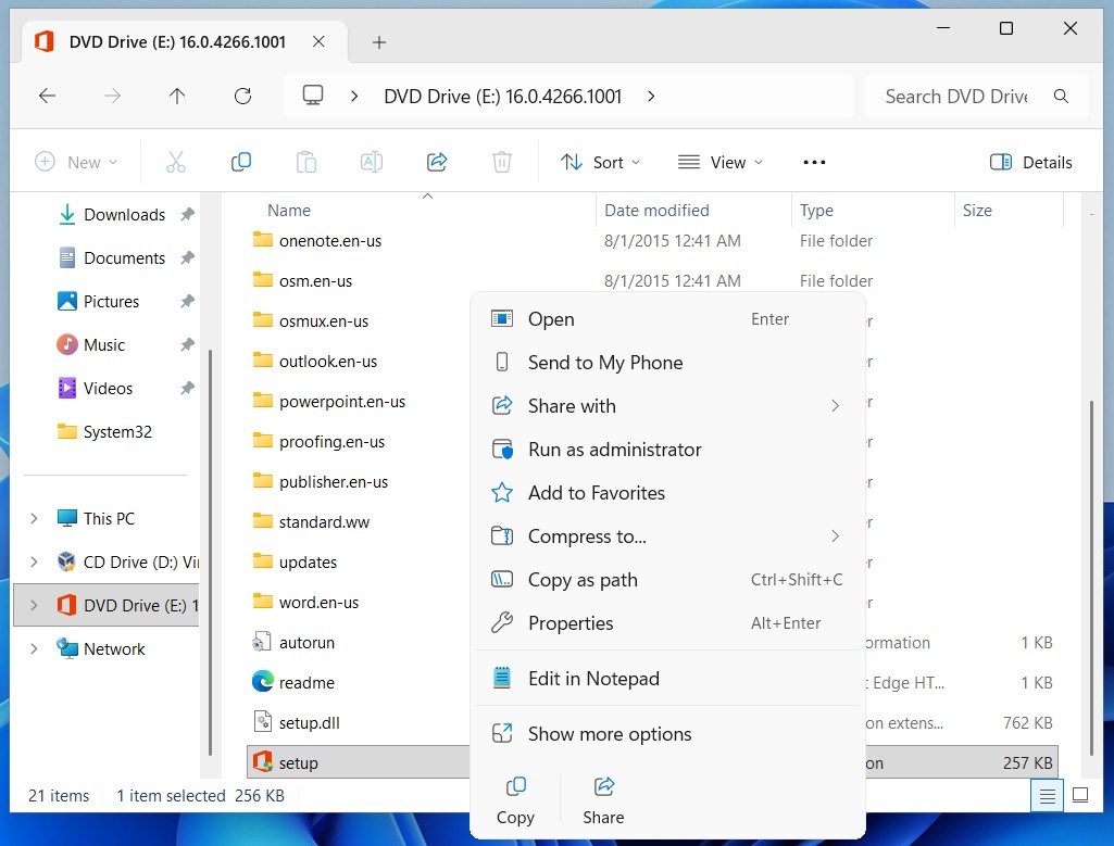 Step 02 open folder and setup