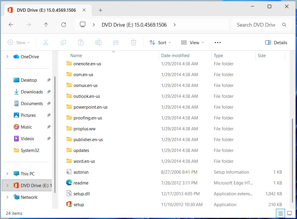 Office 2013 setup.exe installation file