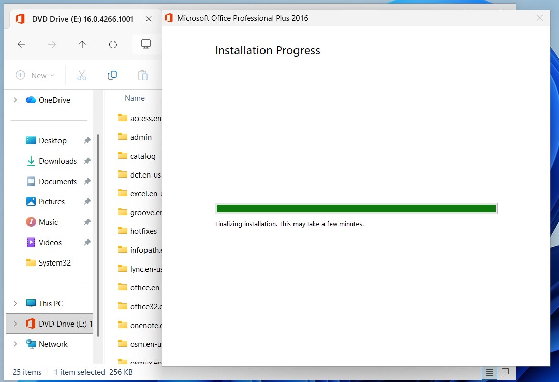 Office installation finishing process