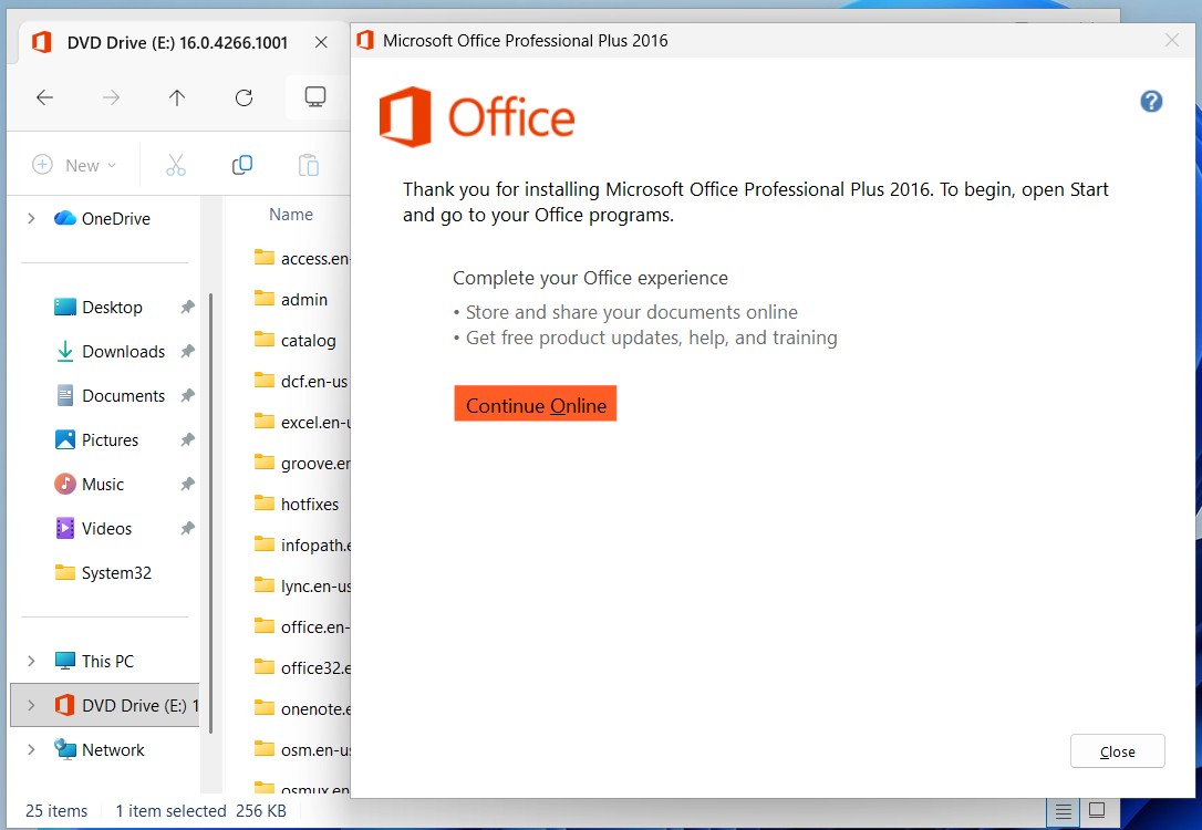 Office installation completed successfully