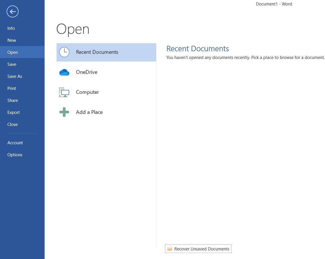 Word 2013 file menu location
